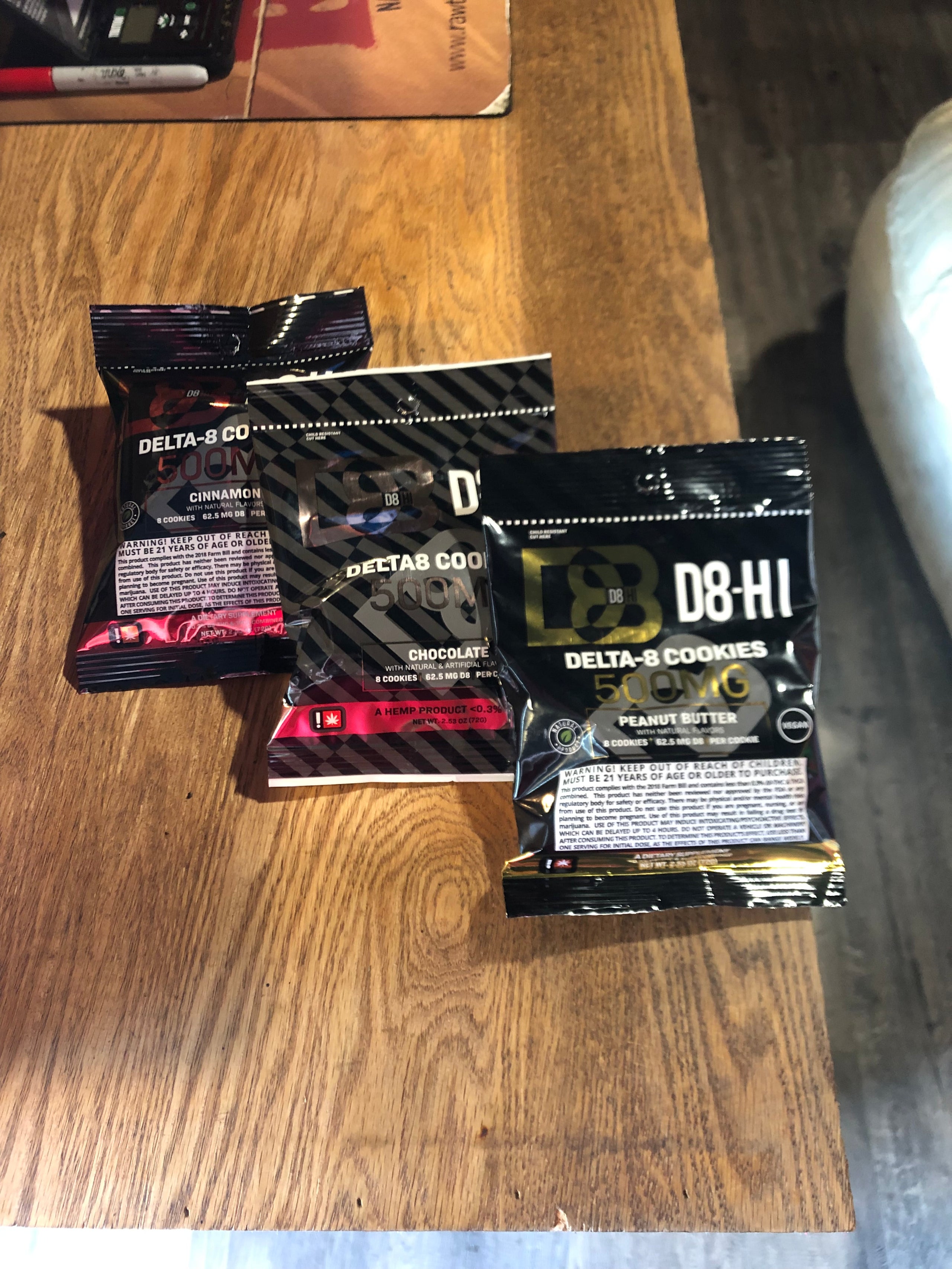 D8HI Delta 8 THC Vegan Cookies 8ct. 62.5mg per cookie 500mg per