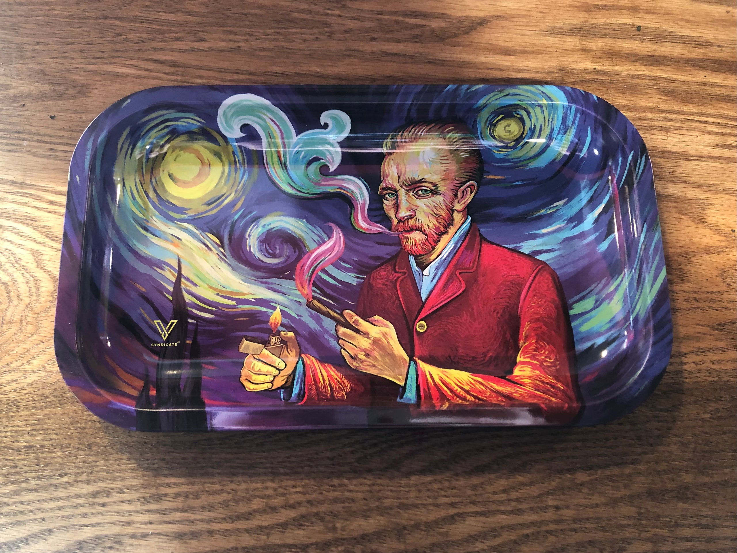 Smoky Night Metal Rolling Tray - Medium (10.5 in x 6.25 in x 1 in)