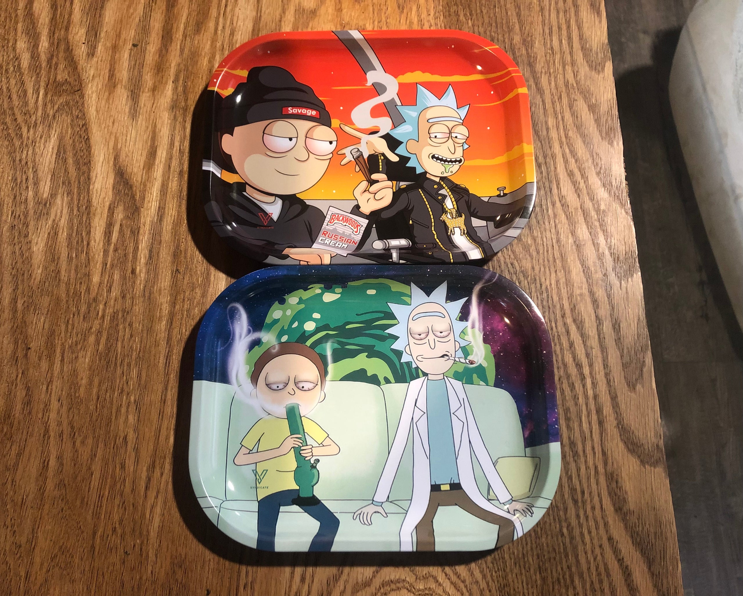 Rick and Morty Metal Rolling Trays - Small (7 in x 5.75 in x 0.5 in)